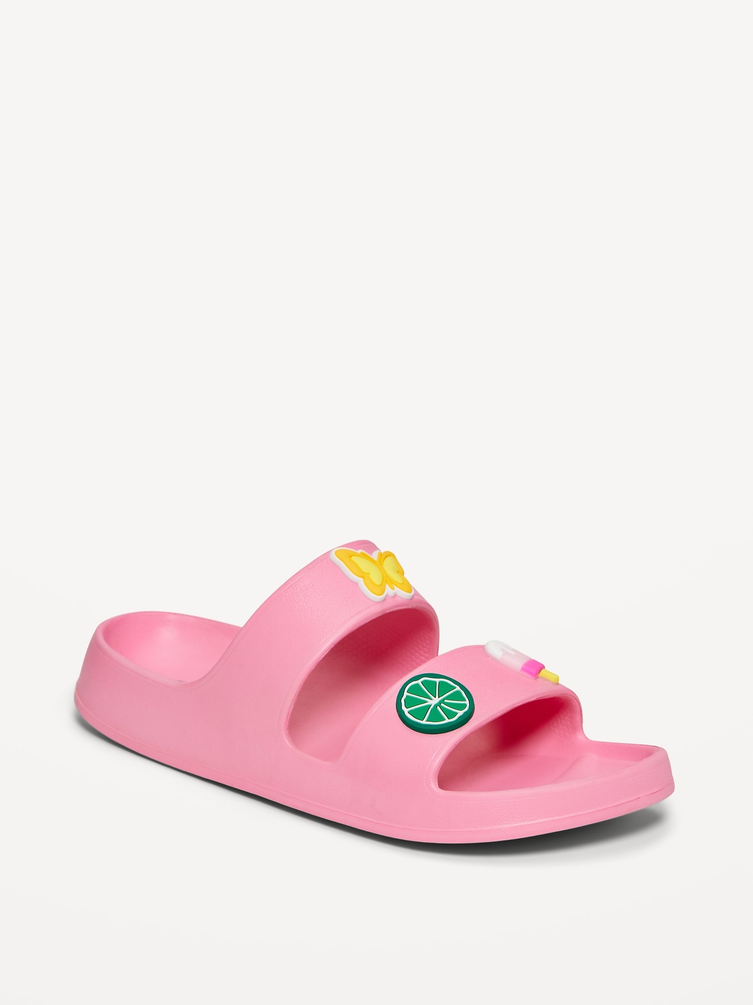 Double-Strap Patch Slide Sandals for Girls (Partially Plant-Based)