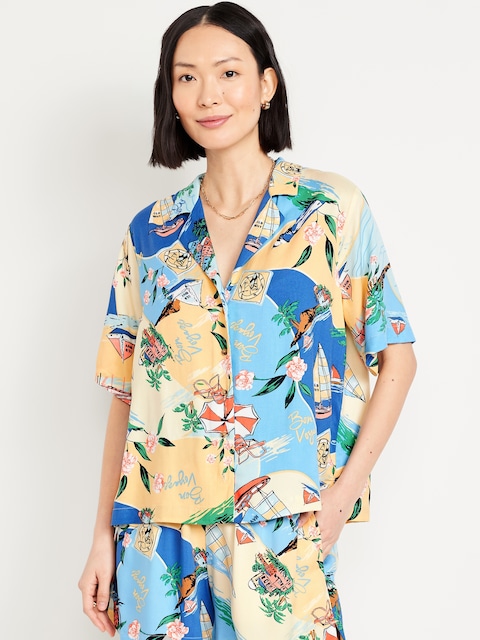 Button-Down Playa Shirt - Beach Scene