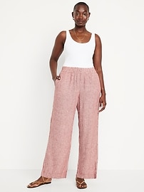 High-Waisted Linen-Blend Wide-Leg Pants