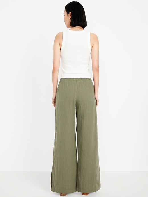 Image number 3 showing, High-Waisted Crinkle Gauze Super Wide-Leg Pants