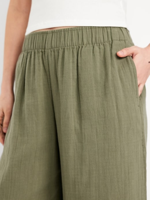 Image number 10 showing, High-Waisted Crinkle Gauze Super Wide-Leg Pants