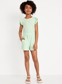 Image number 1 showing, Short-Sleeve Ruffle Textured Romper for Girls