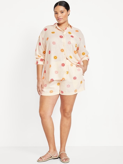 Image number 6 showing, High-Waisted Linen-Blend Pull-On Shorts -- 3.5-inch inseam