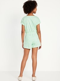 Image number 2 showing, Printed Short-Sleeve Button-Front Romper for Girls