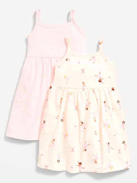 Sleeveless Pocket Jersey-Knit Fit and Flare Dress for Toddler Girls