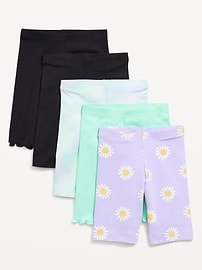 Image number 1 showing, Long Biker Shorts Variety 5-Pack for Girls
