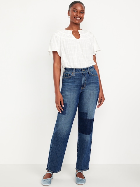 Curvy High-Waisted OG Loose Jeans - Patch And Repair Dark