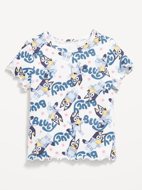 Bluey™ Ribbed Graphic T-Shirt for Toddler Girls - Sea Salt