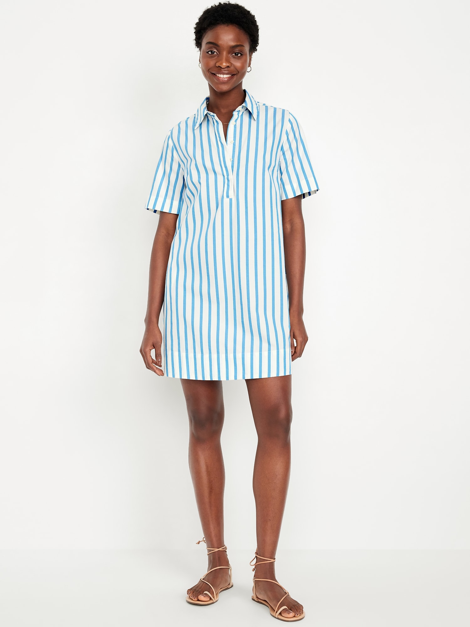 Linen Shirt Shirt Dresses Color Navy Blue And White Striped Dress Mini  Swing Shirt Dress Old Navy