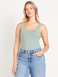 Double-Layer Scoop-Neck Tank Top