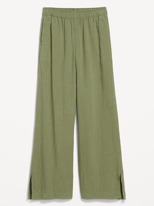 Image number 11 showing, High-Waisted Crinkle Gauze Super Wide-Leg Pants