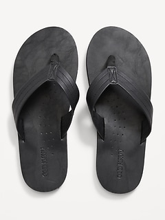 Faux-Leather Flip-Flop Sandals for Men
