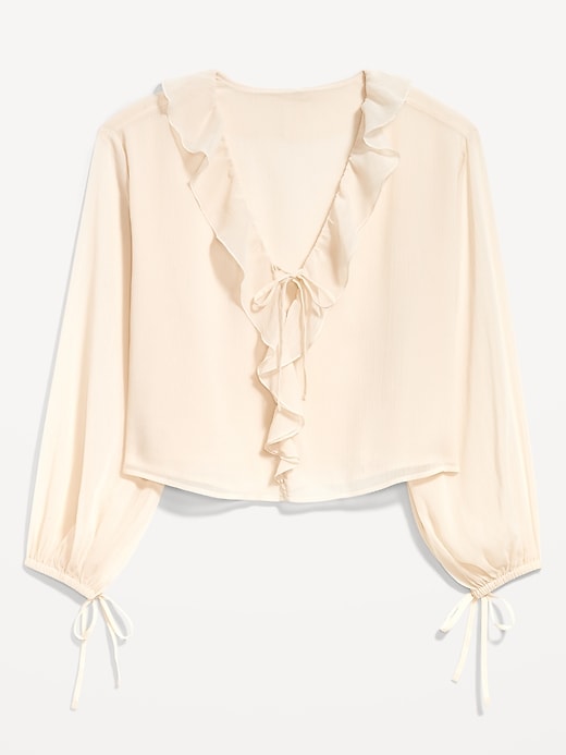 Image number 9 showing, Ruffled Chiffon Cropped Blouse