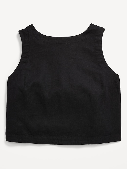 Image number 9 showing, High-Neck Button-Back Linen-Blend Top