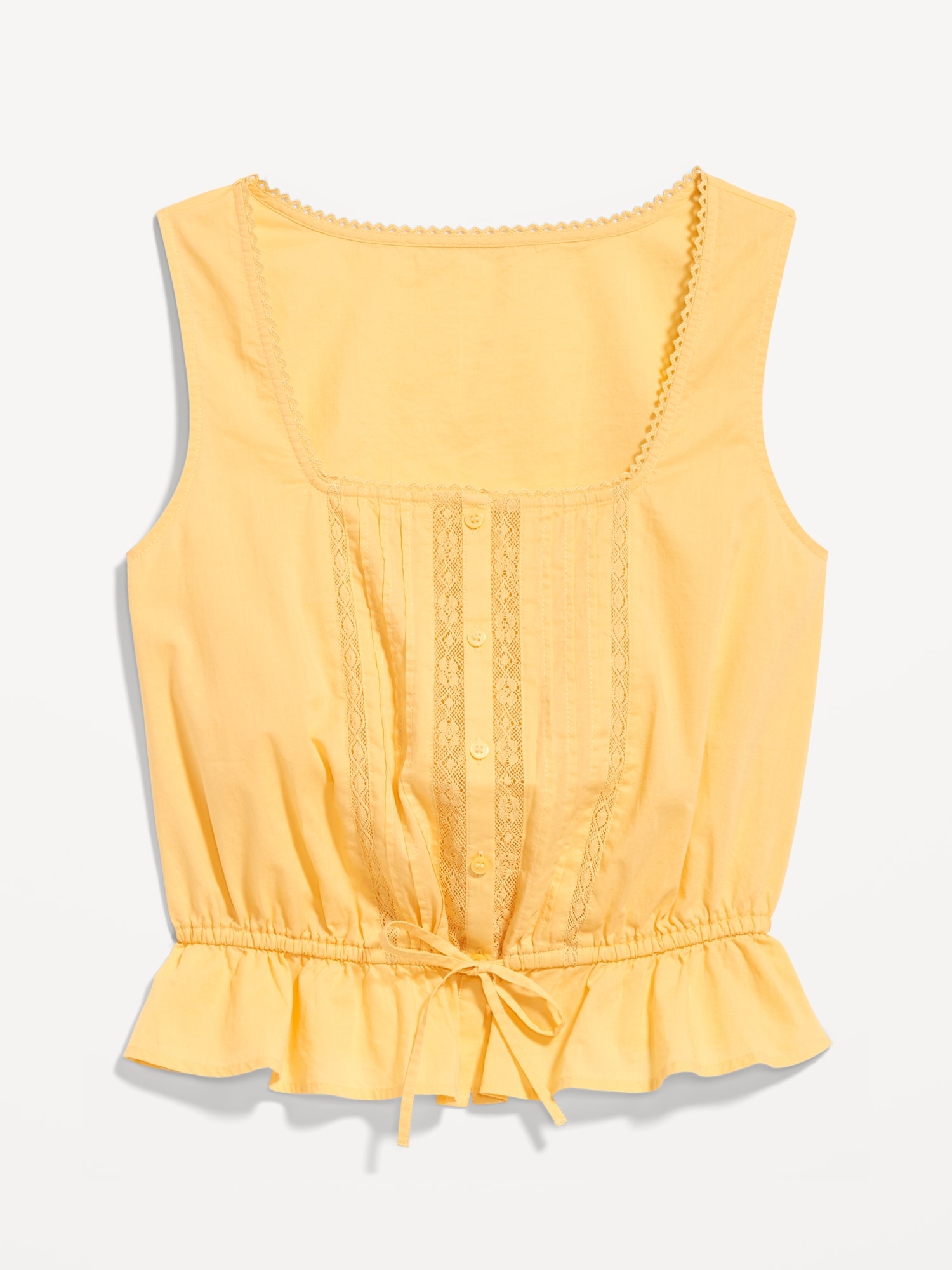 Tie-Waist Lace-Trim Top