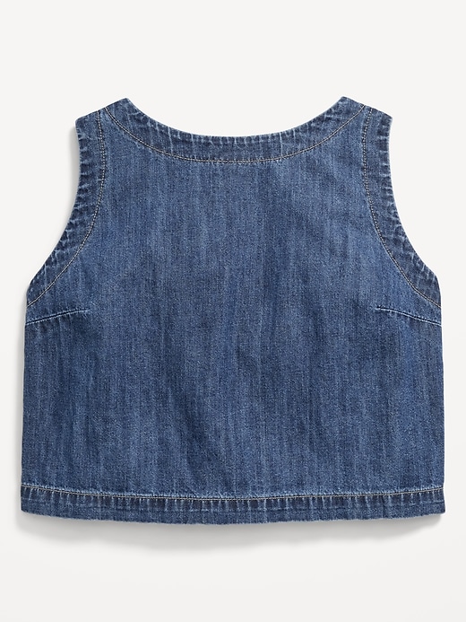 Image number 9 showing, High-Neck Button-Back Denim Top