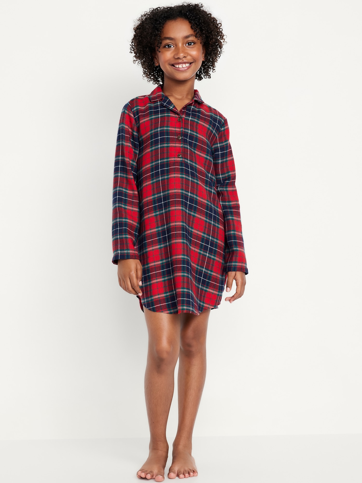 Collared Flannel Nightgown for Girls