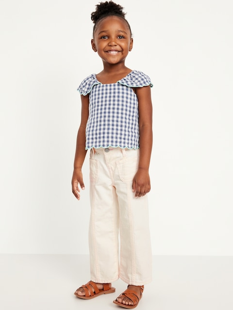 High-Waisted Baggy Mariner Wide-Leg Jeans for Toddler Girls - Creme De La Creme