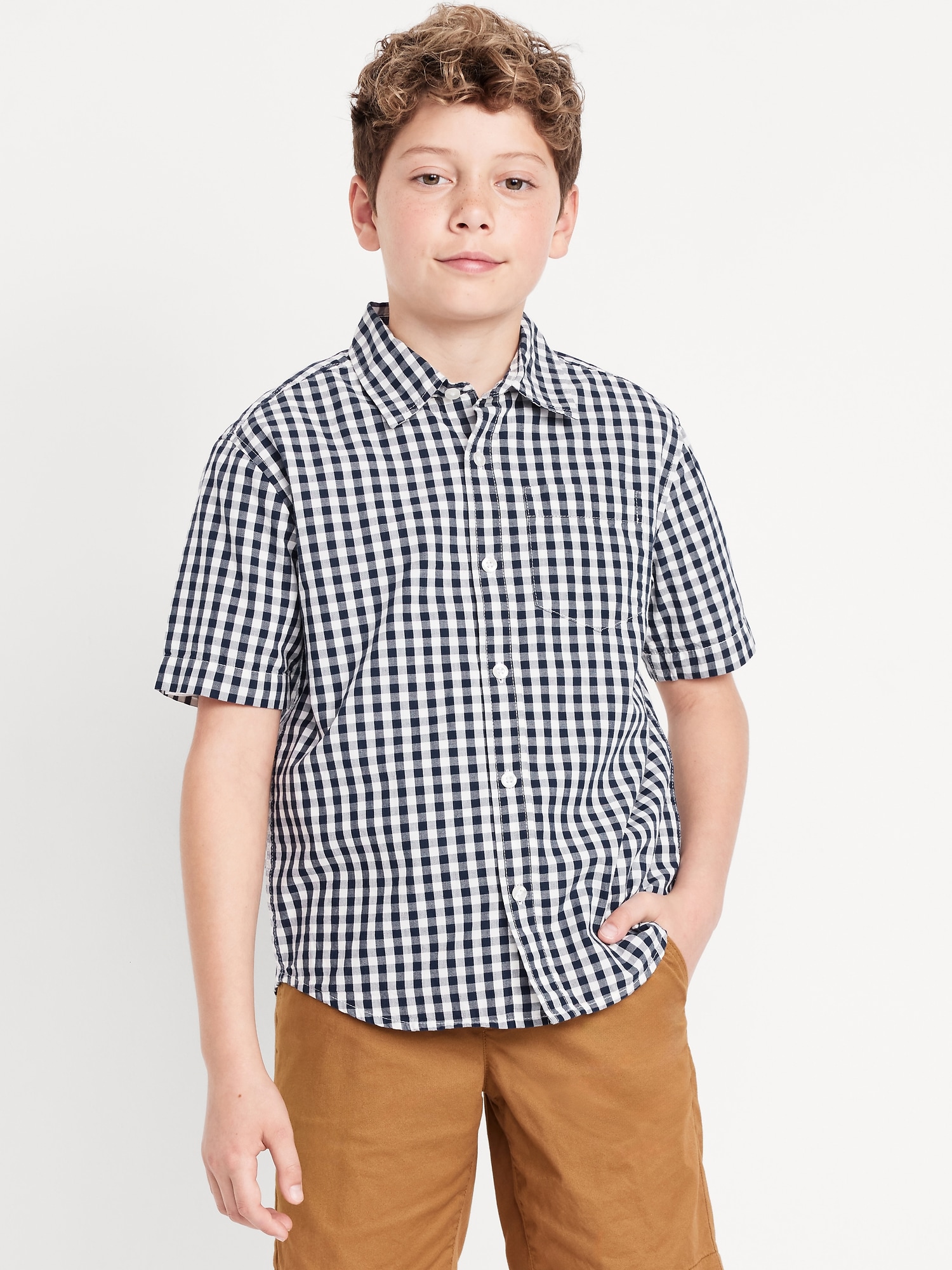 Printed Short-Sleeve Poplin Shirt for Boys