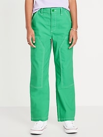 Image number 1 showing, Loose High-Waisted Carpenter Pants for Girls