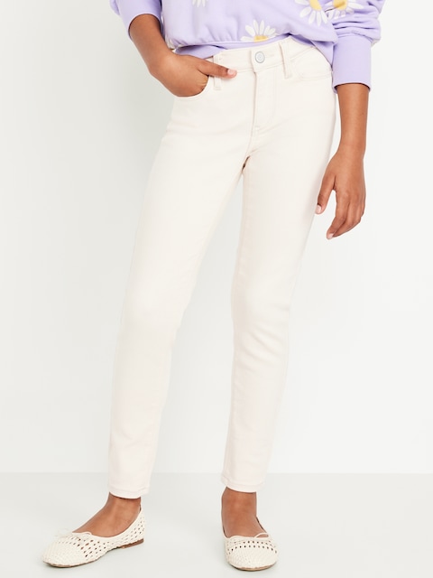 High-Waisted Rockstar 360° Stretch Jeggings for Girls - Ivory Pearl