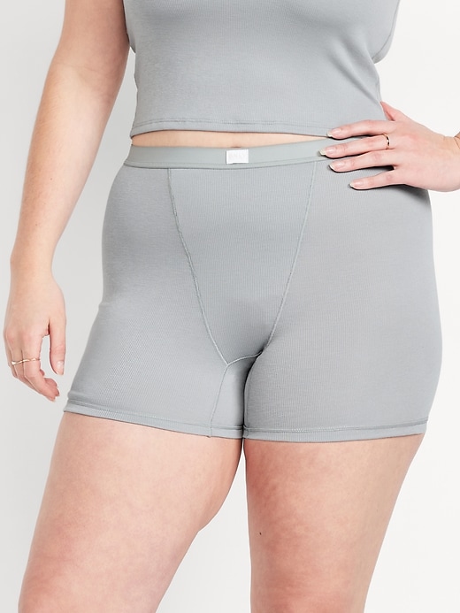 Image number 5 showing, High-Waisted Ribbed Boyshort Briefs -- 3-inch inseam