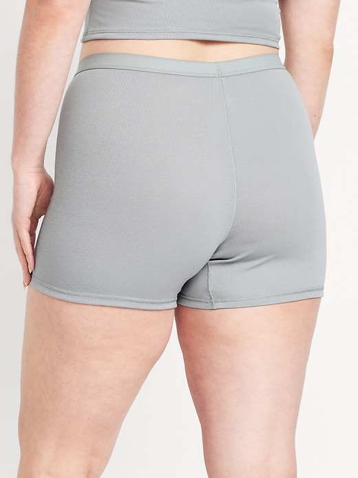 Image number 6 showing, High-Waisted Ribbed Boyshort Briefs -- 3-inch inseam
