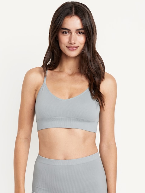 Seamless Ribbed Longline Bra - Silver Sage