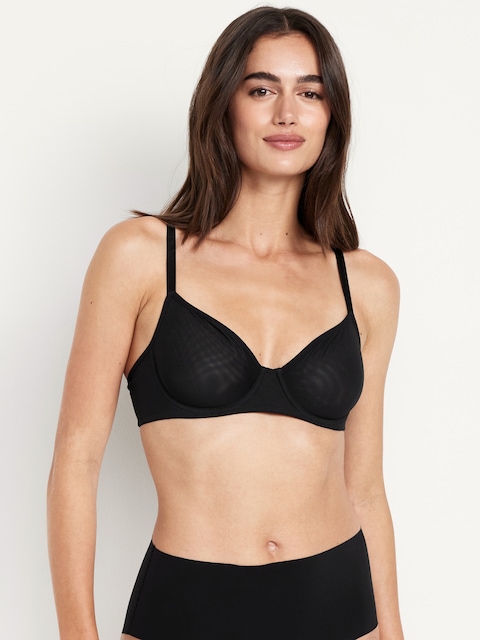 Mesh Balconette Bra - Black Jack