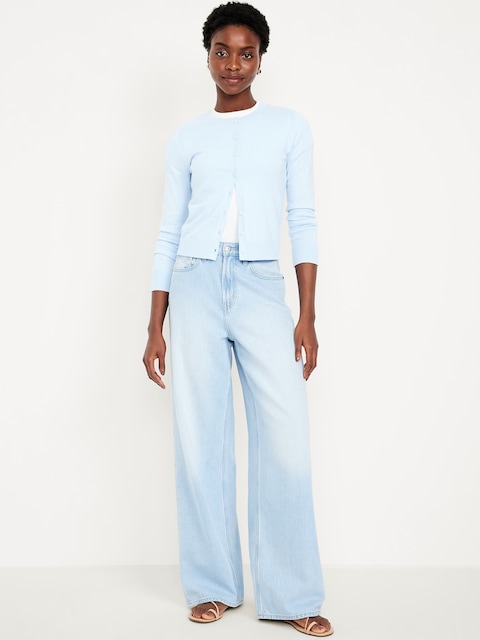 High-Waisted Baggy Wide-Leg Jeans - Light Wash