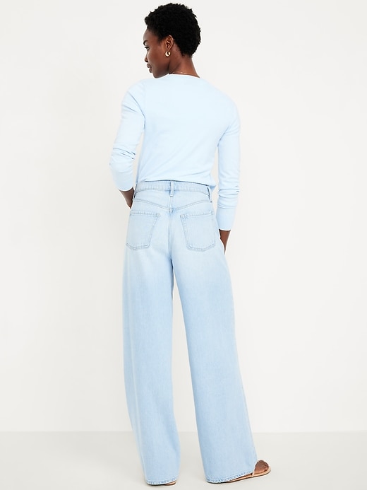Image number 3 showing, High-Waisted Baggy Wide-Leg Jeans
