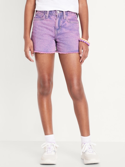 High-Waisted Frayed-Hem Jean Shorts for Girls - Moon Beam