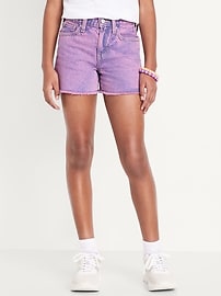 Image number 1 showing, High-Waisted Frayed-Hem Jean Shorts for Girls