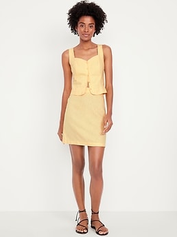 High-Waisted Linen-Blend Mini Skirt by Old Navy