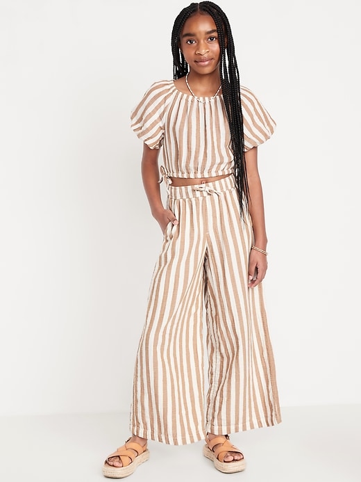 Image number 3 showing, Loose Printed High-Waisted Double-Weave Wide-Leg Pants for Girls