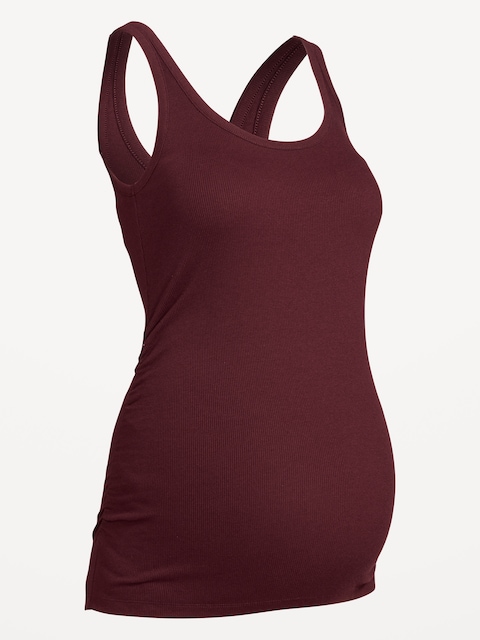 Maternity Scoop-Neck Ribbed Tank Top - Raisin Arizona