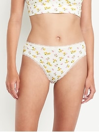 Image number 1 showing, High-Waisted Lace-Trim Bikini Underwear