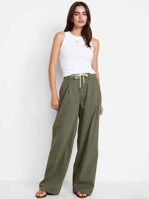 High-Waisted Super Wide-Leg Drapey Pants - Alpine Tundra
