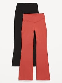 Image number 1 showing, High-Waisted PowerChill Crossover Flared Leggings 2-Pack for Girls