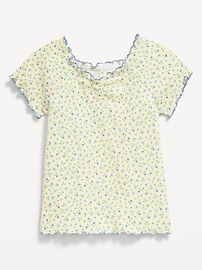 Image number 2 showing, Fitted Ribbed Ruffle-Trim Top for Girls