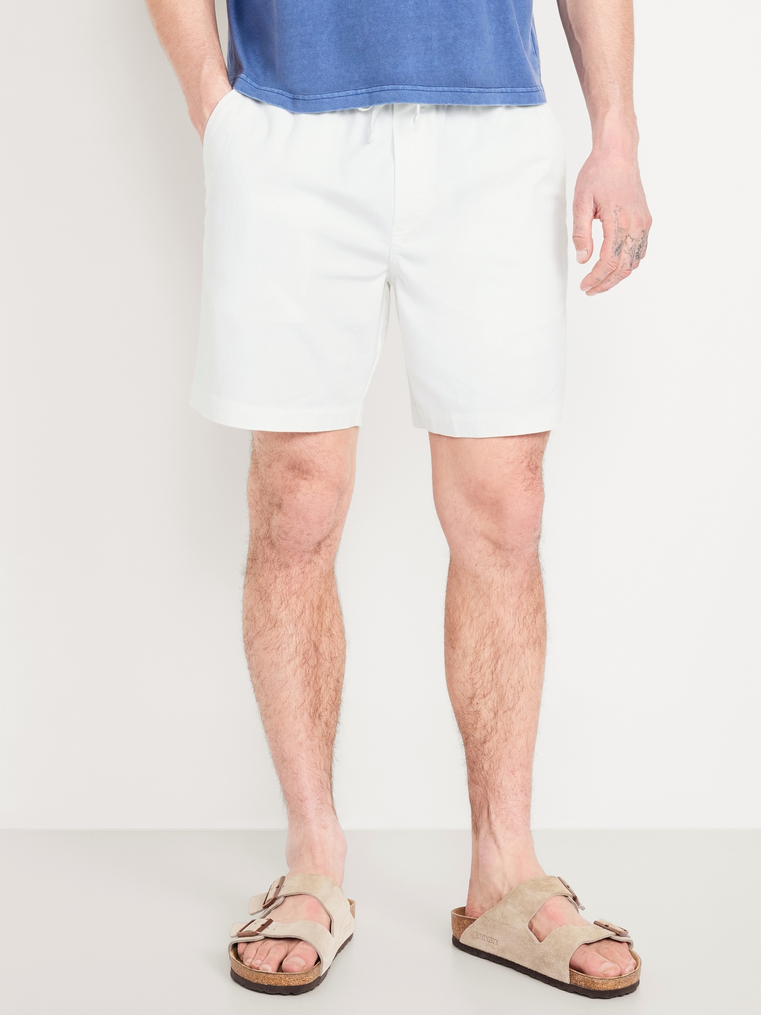 Twill Jogger Shorts -- 7-inch inseam - White