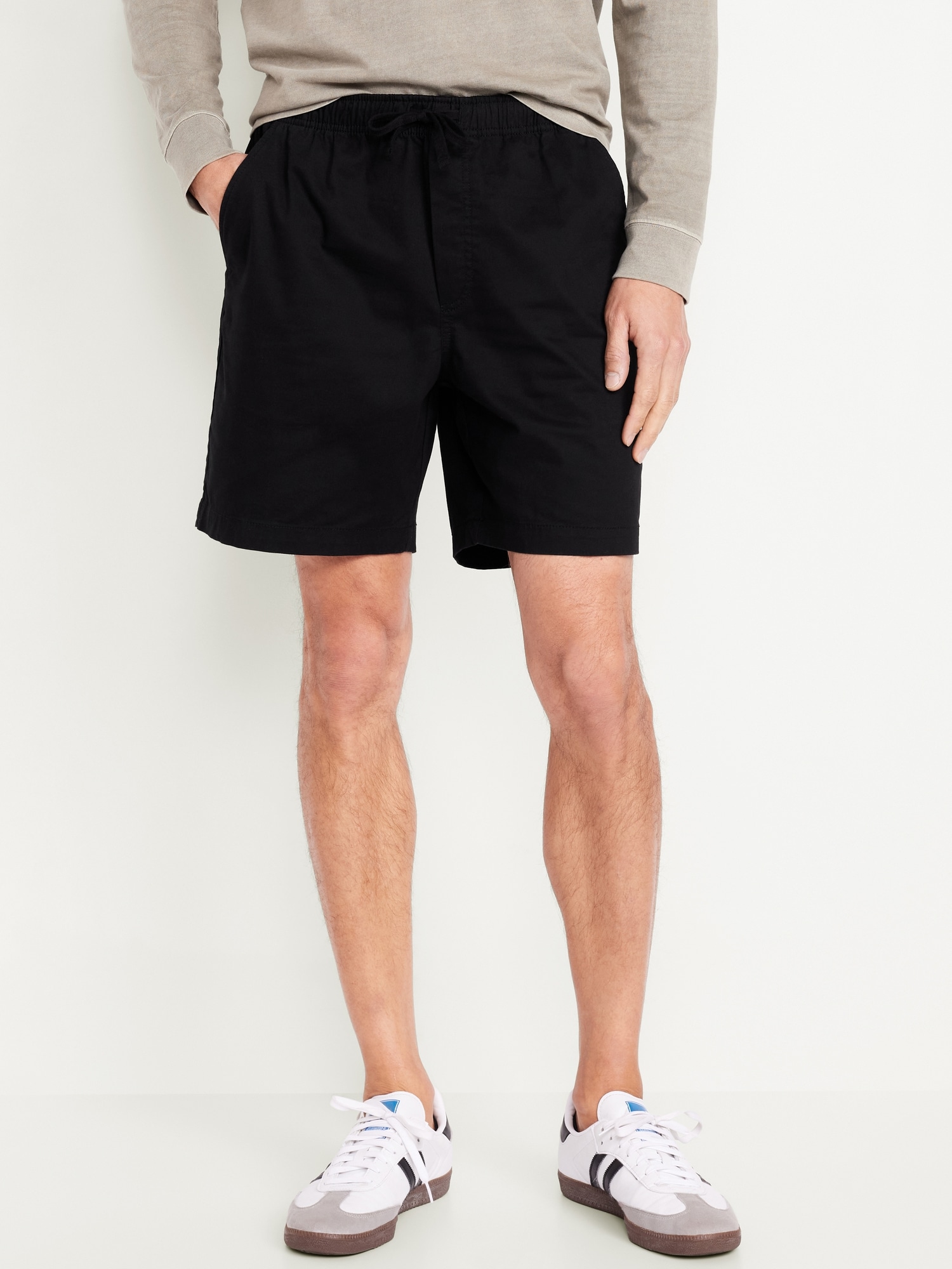 Twill Jogger Shorts -- 7-inch inseam - Black