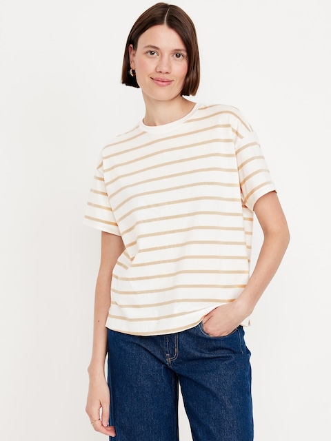Vintage Crew-Neck T-Shirt - Brown Stripe