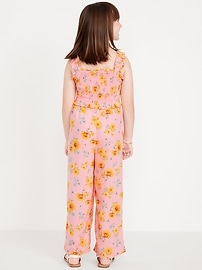 Image number 2 showing, Sleeveless Smocked Ruffle-Trim Jumpsuit for Girls