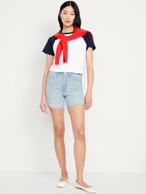 High-Waisted OG Jean Cut-Off Shorts -- 5-inch inseam - Light Wash Cutoff
