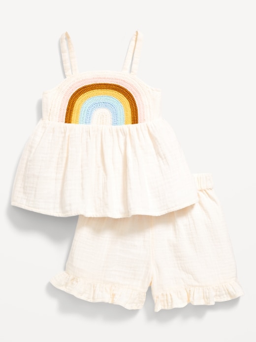 Image number 3 showing, Sleeveless Double-Weave Top and Shorts Set for Toddler Girls