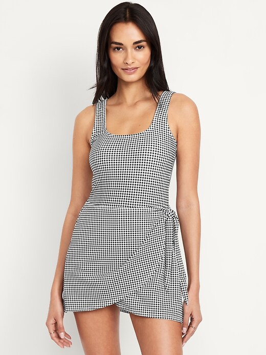 Matte Side-Tie Swim Dress