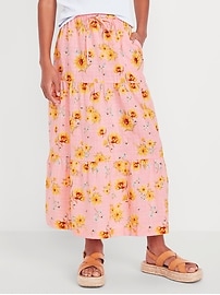 Image number 1 showing, Tiered Swing Midi Skirt for Girls