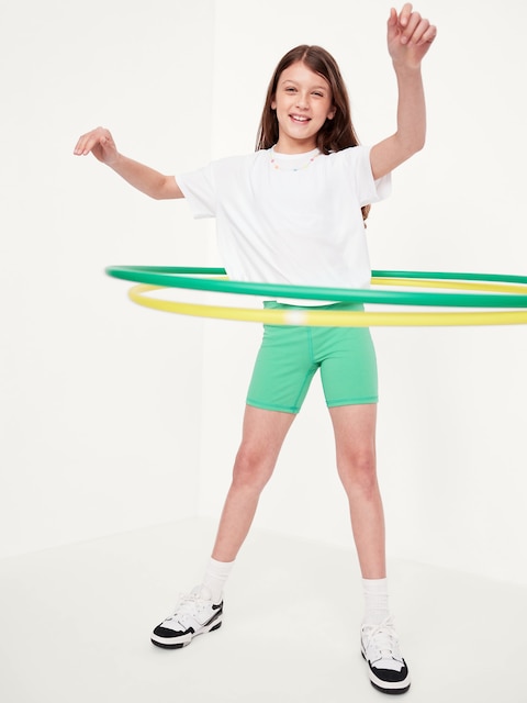 High-Waisted PowerChill Crossover Biker Shorts for Girls - Beginners Luck