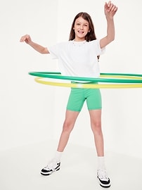 Image number 1 showing, High-Waisted PowerChill Crossover Biker Shorts for Girls